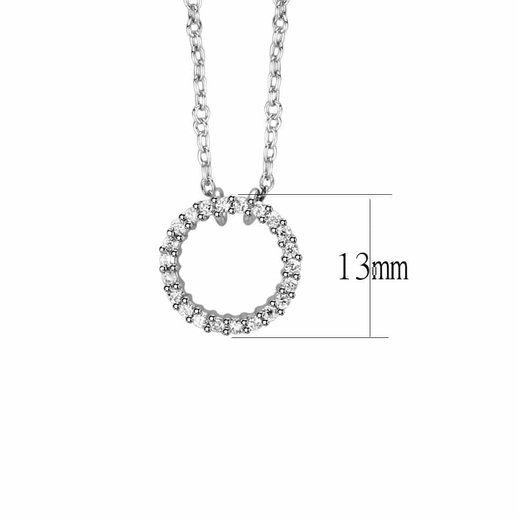 Brass Silver CZ Circle Pendant Necklace | The Stainless Jewelry view 2