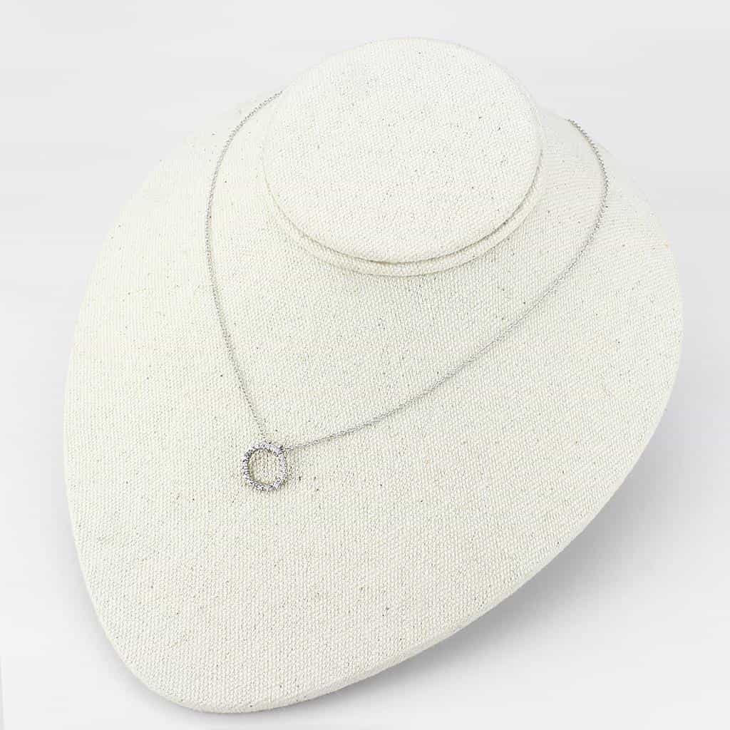 Brass Silver CZ Circle Pendant Necklace | The Stainless Jewelry view 4