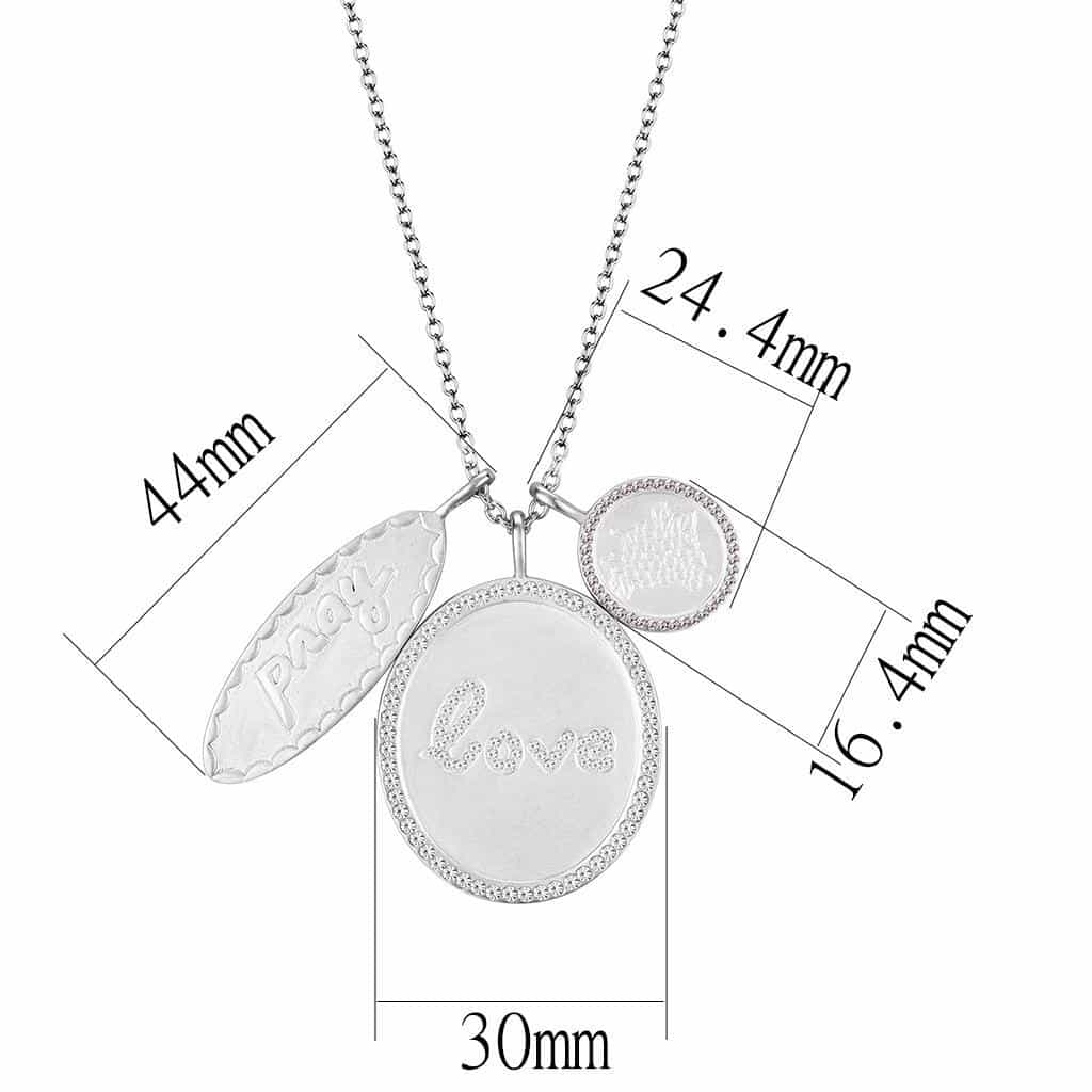 Brass Silver Pray Love Disc Charm Pendant Necklace view 2
