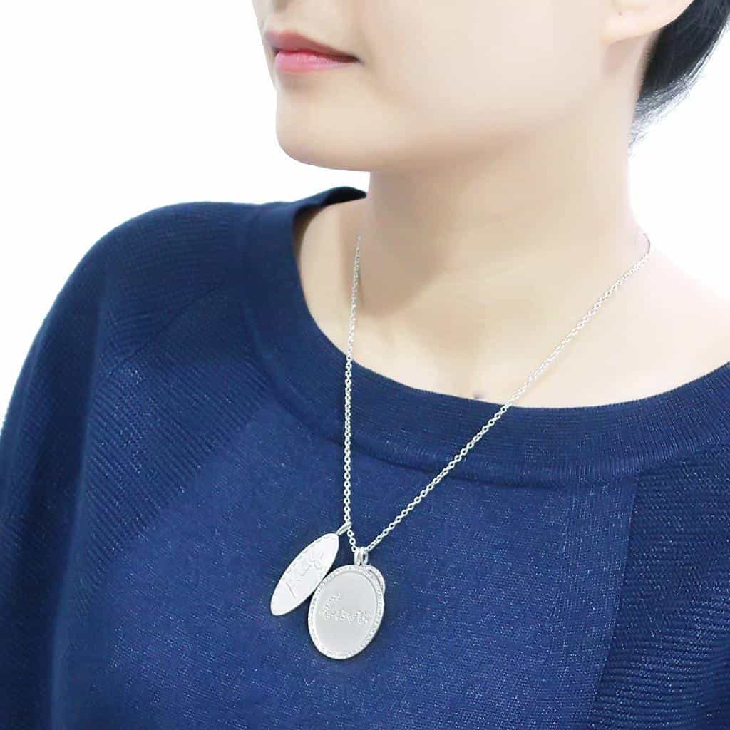 Brass Silver Pray Love Disc Charm Pendant Necklace view 5