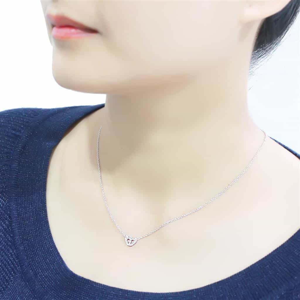 Brass Silver CZ Crown Heart Pendant Necklace view 5