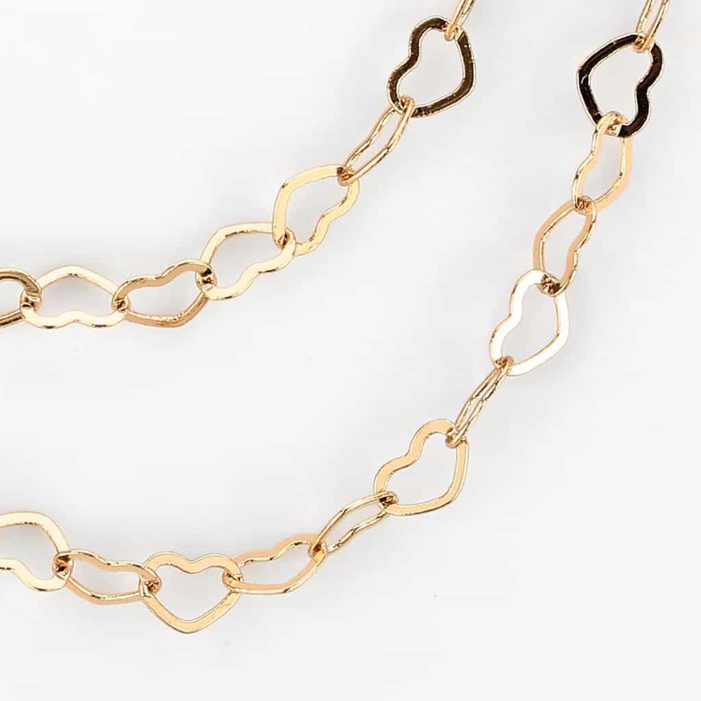 Brass Rose Gold Heart Link Chain Necklace | The Stainless Jewelry view 3