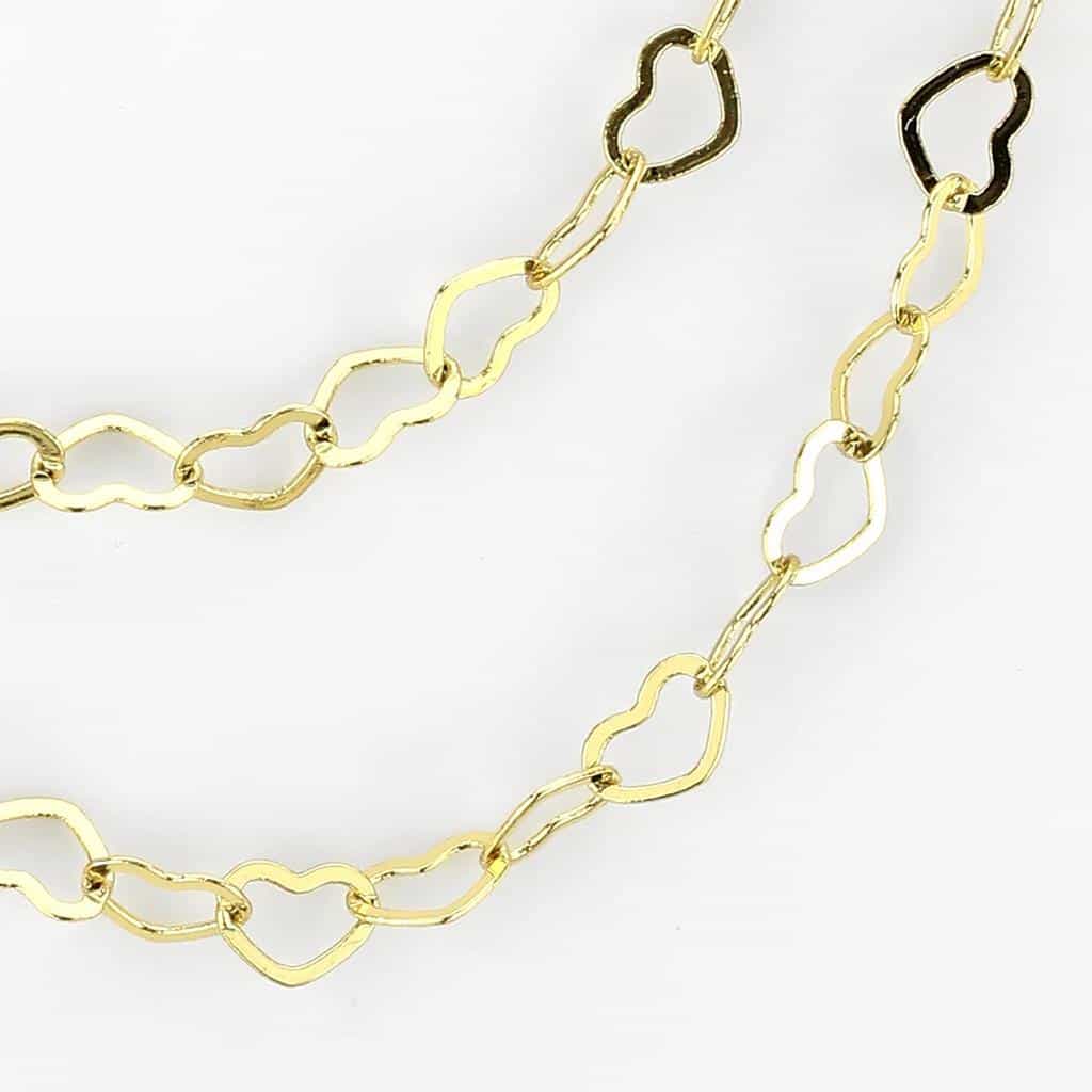Brass Gold Heart Link Chain Necklace | The Stainless Jewelry view 3