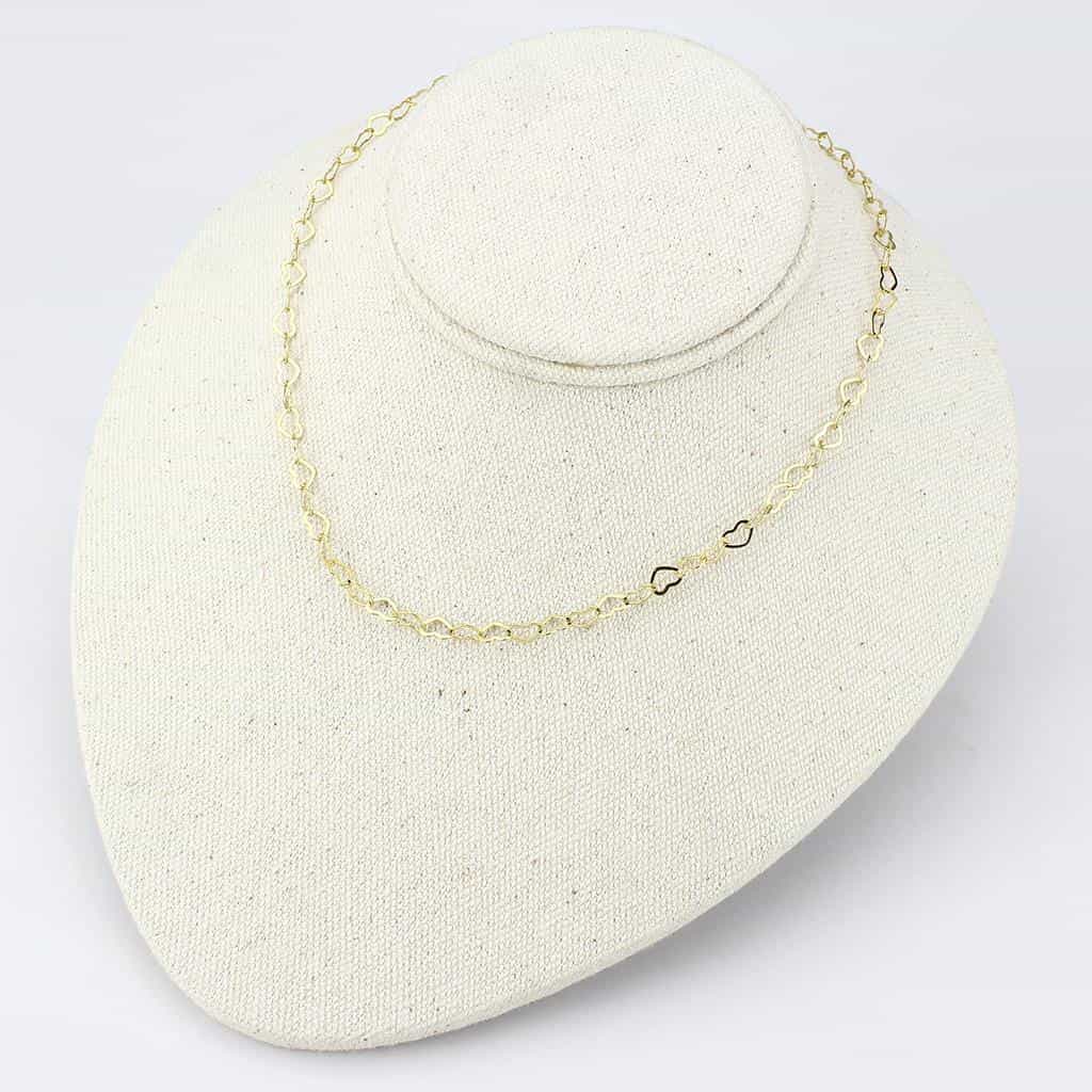 Brass Gold Heart Link Chain Necklace | The Stainless Jewelry view 4
