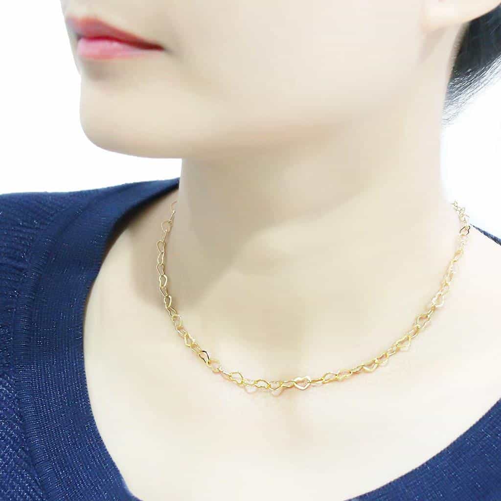 Brass Gold Heart Link Chain Necklace | The Stainless Jewelry view 5