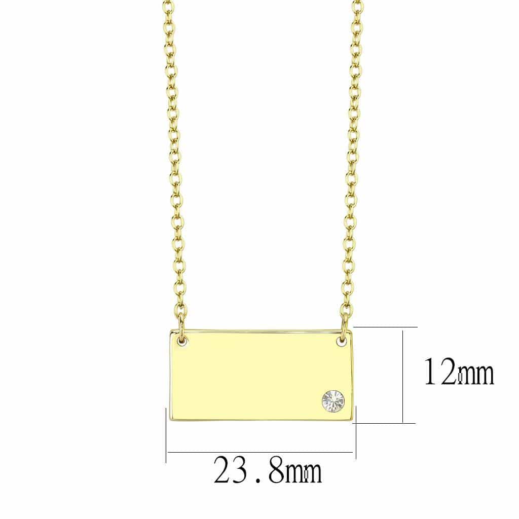 Brass Gold Believe Script Bar Pendant Necklace view 2