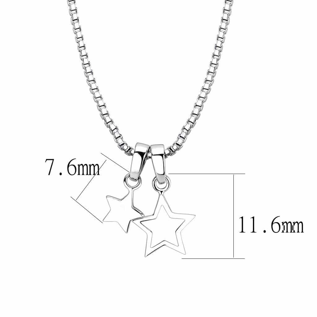 Brass Silver Double Star Charm Pendant Necklace view 2