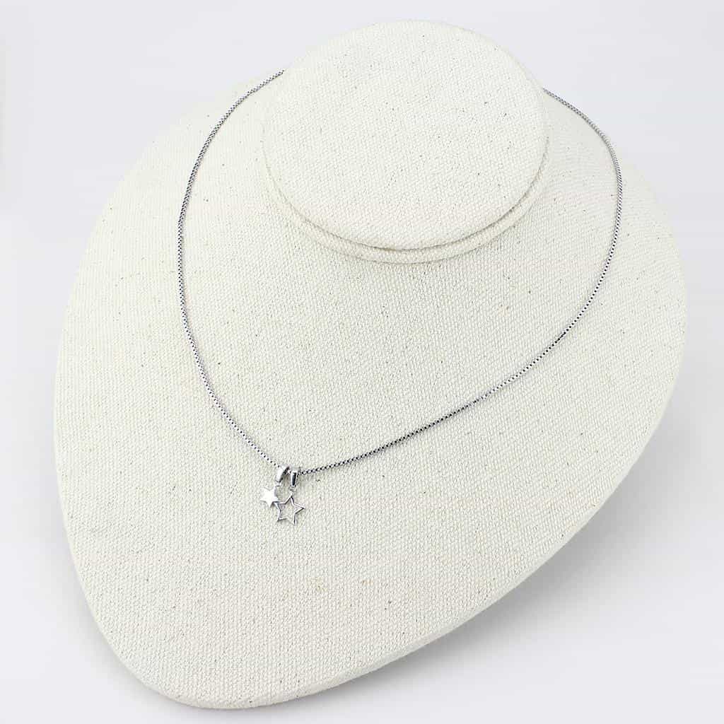 Brass Silver Double Star Charm Pendant Necklace view 4