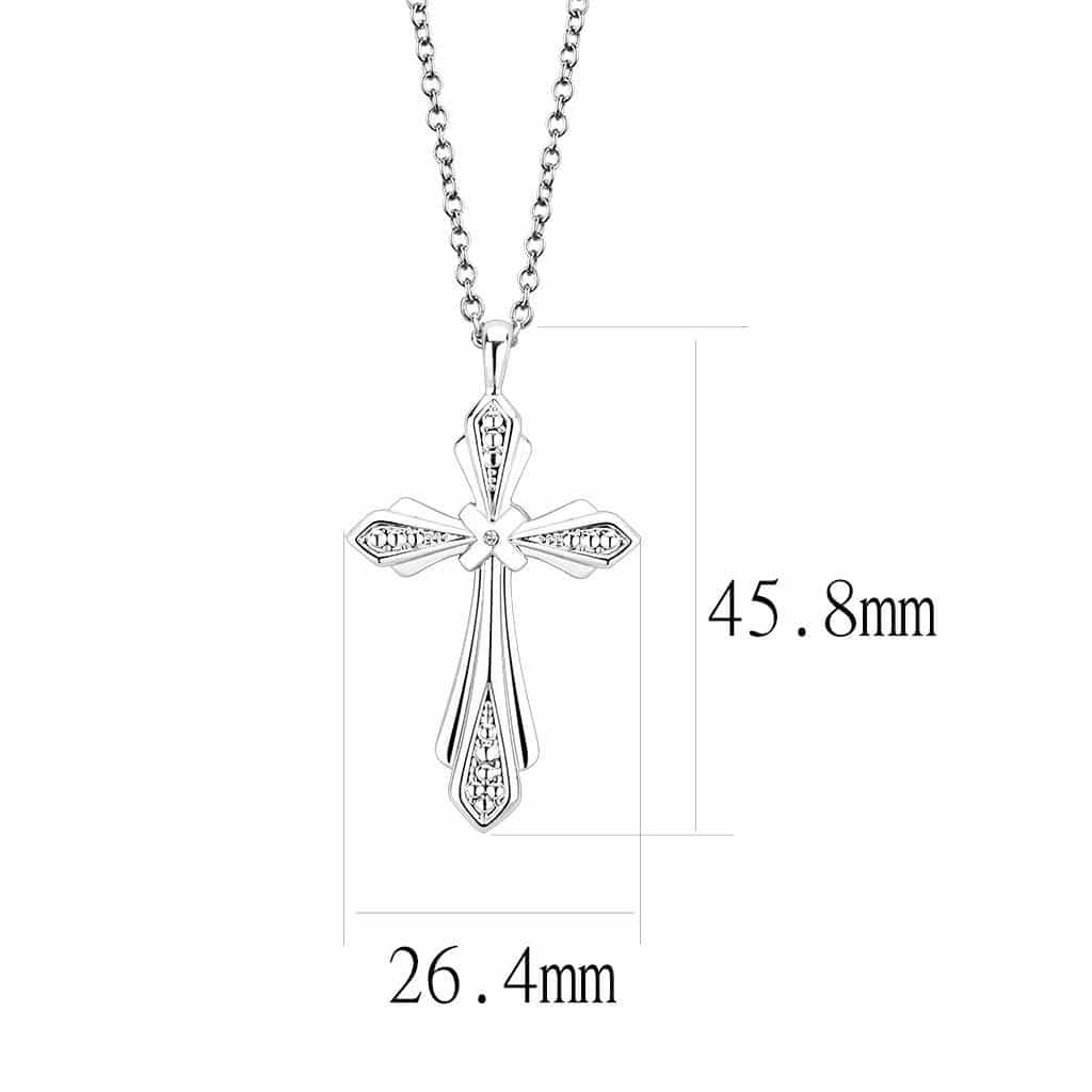 Brass Silver CZ Crucifix Cross Pendant Necklace view 2