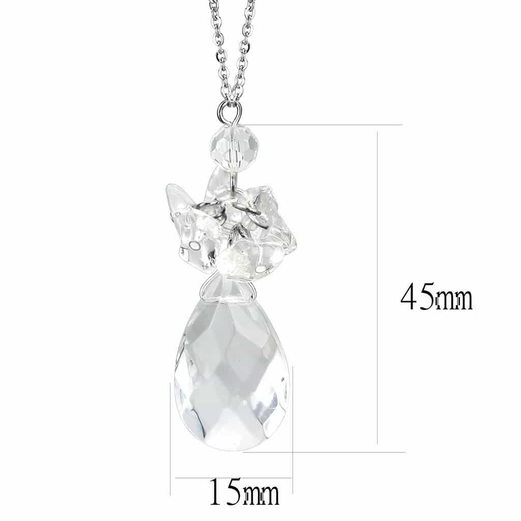 Brass Silver Crystal Angel Pendant Necklace view 2