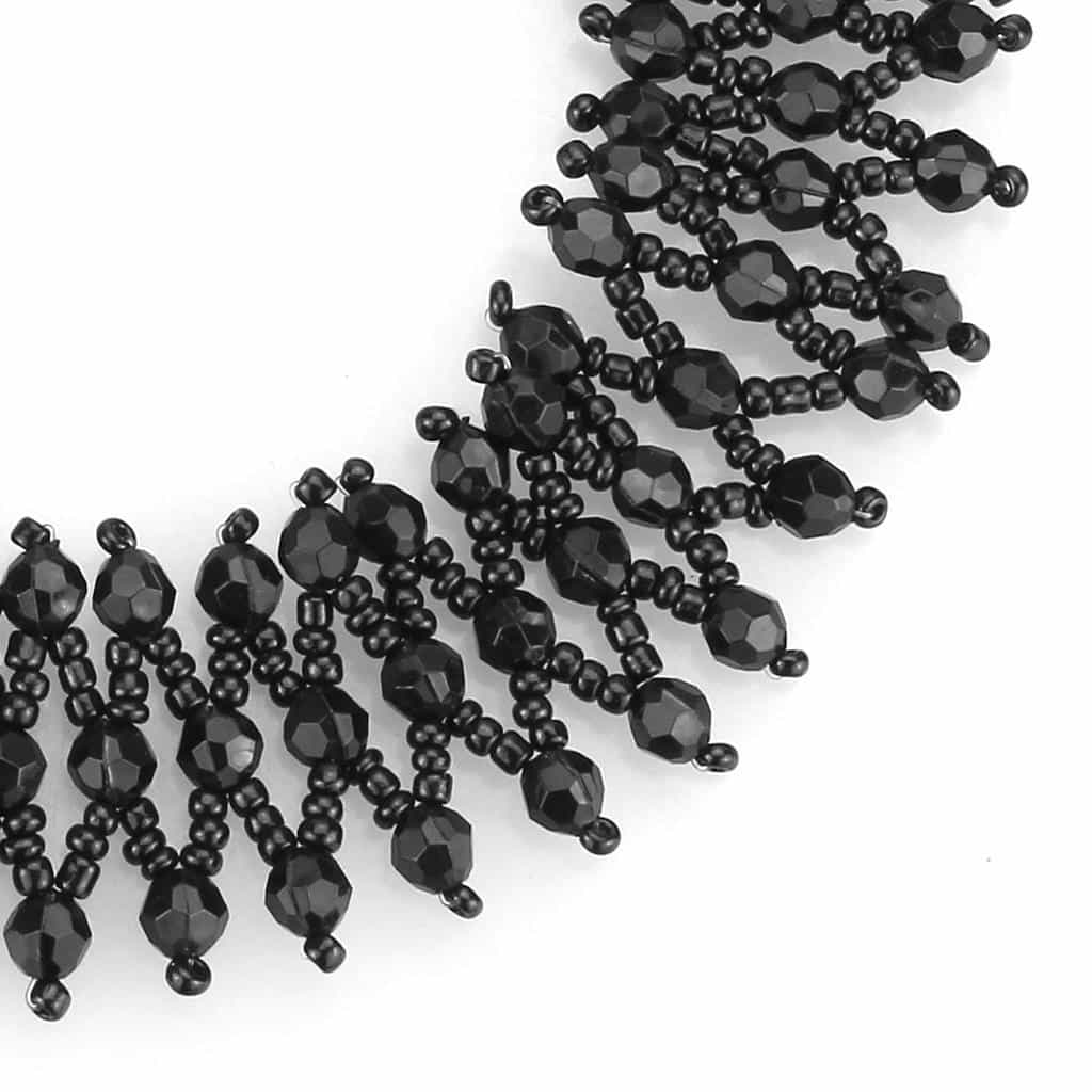 Brass Black Bead Lace Spike Choker Necklace view 2