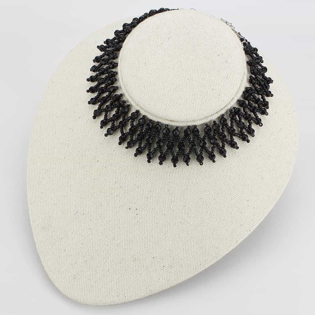 Brass Black Bead Lace Spike Choker Necklace view 3