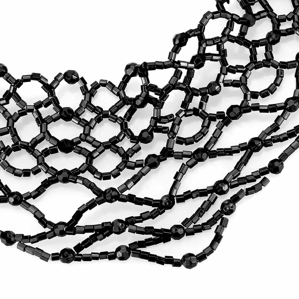 Brass Black Bead Lace Web Choker Necklace | The Stainless Jewelry view 2