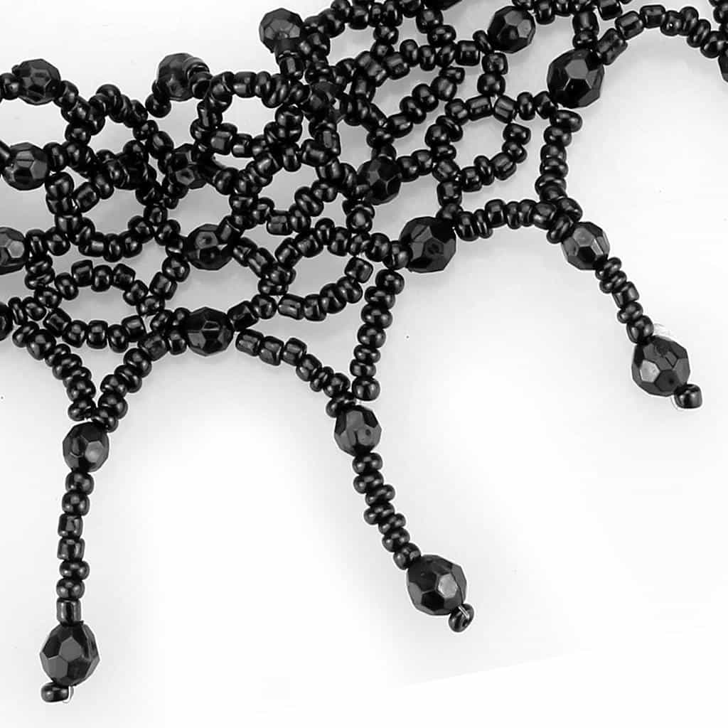Brass Black Bead Lace Scallop Collar Necklace view 2