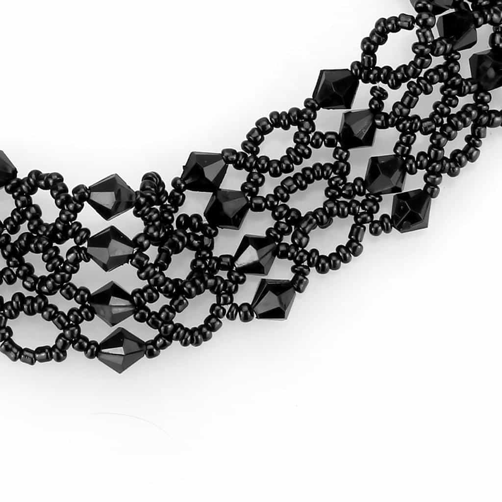 Brass Black Bead Lace Loop Choker Necklace view 2