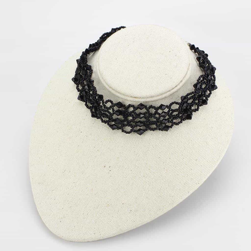 Brass Black Bead Lace Loop Choker Necklace view 3