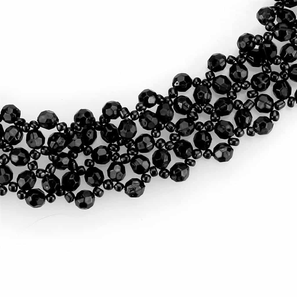 Stainless Steel Black Crystal Cluster Collar Necklace view 2
