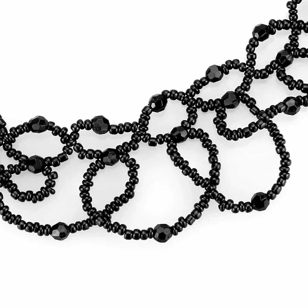 Brass Black Bead Lace Loop Choker Necklace LO4721 view 2