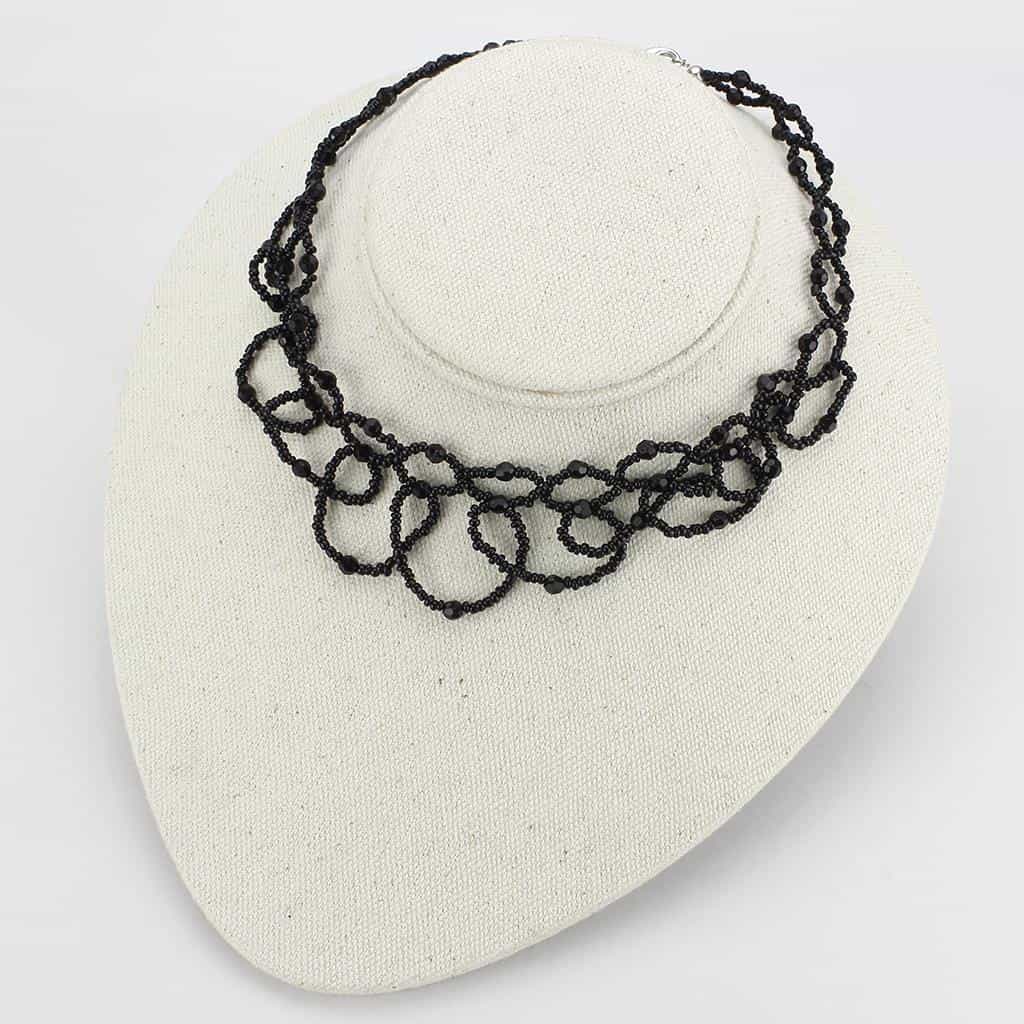 Brass Black Bead Lace Loop Choker Necklace LO4721 view 3