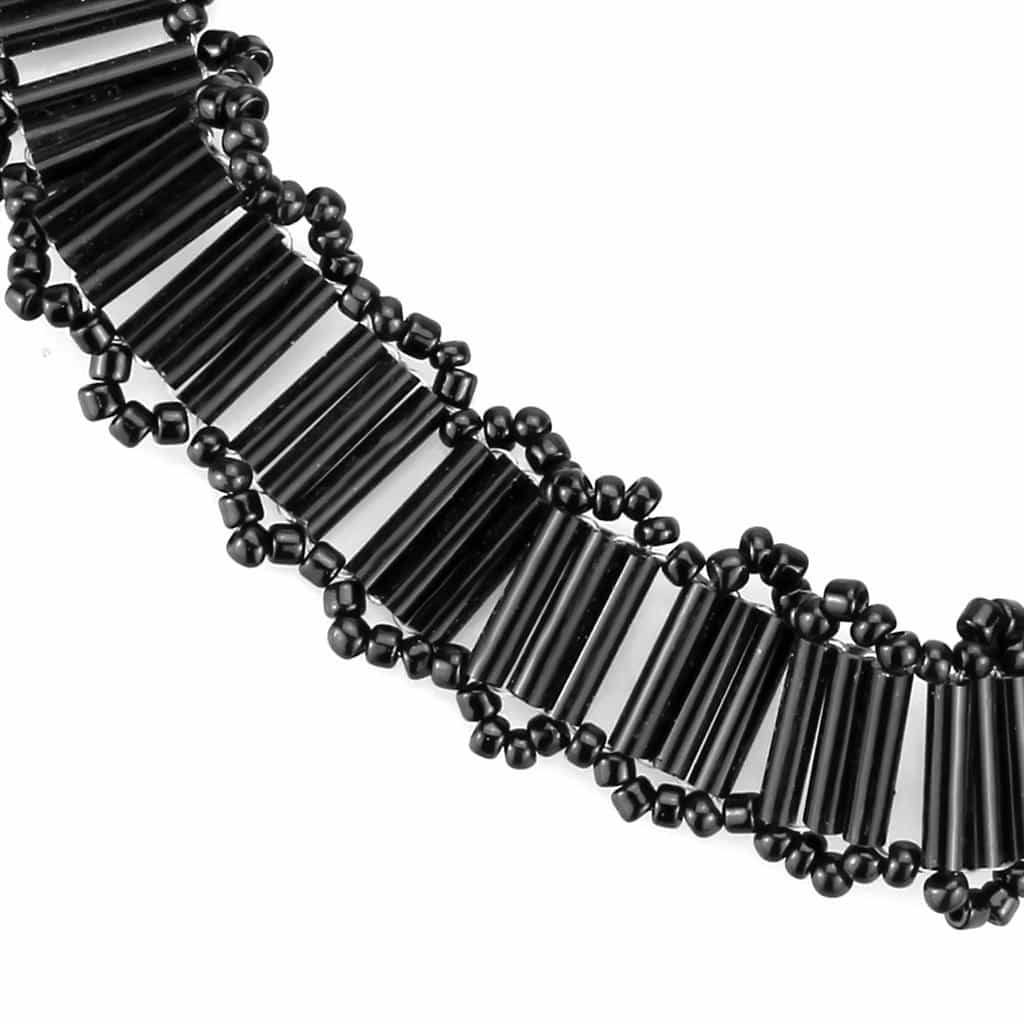 Brass Black Bugle Bead Collar Necklace | The Stainless Jewelry view 2