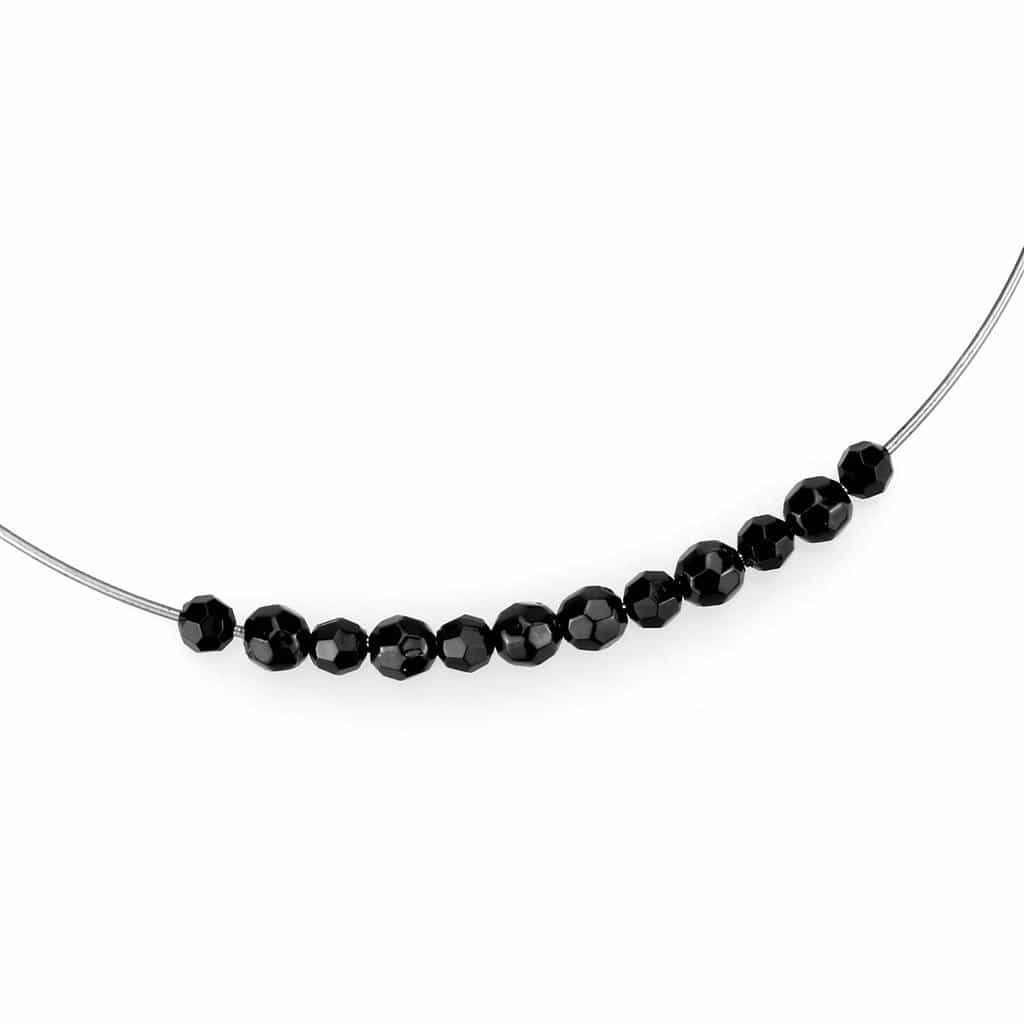 Brass Silver Black Bead Wire Collar Necklace view 2