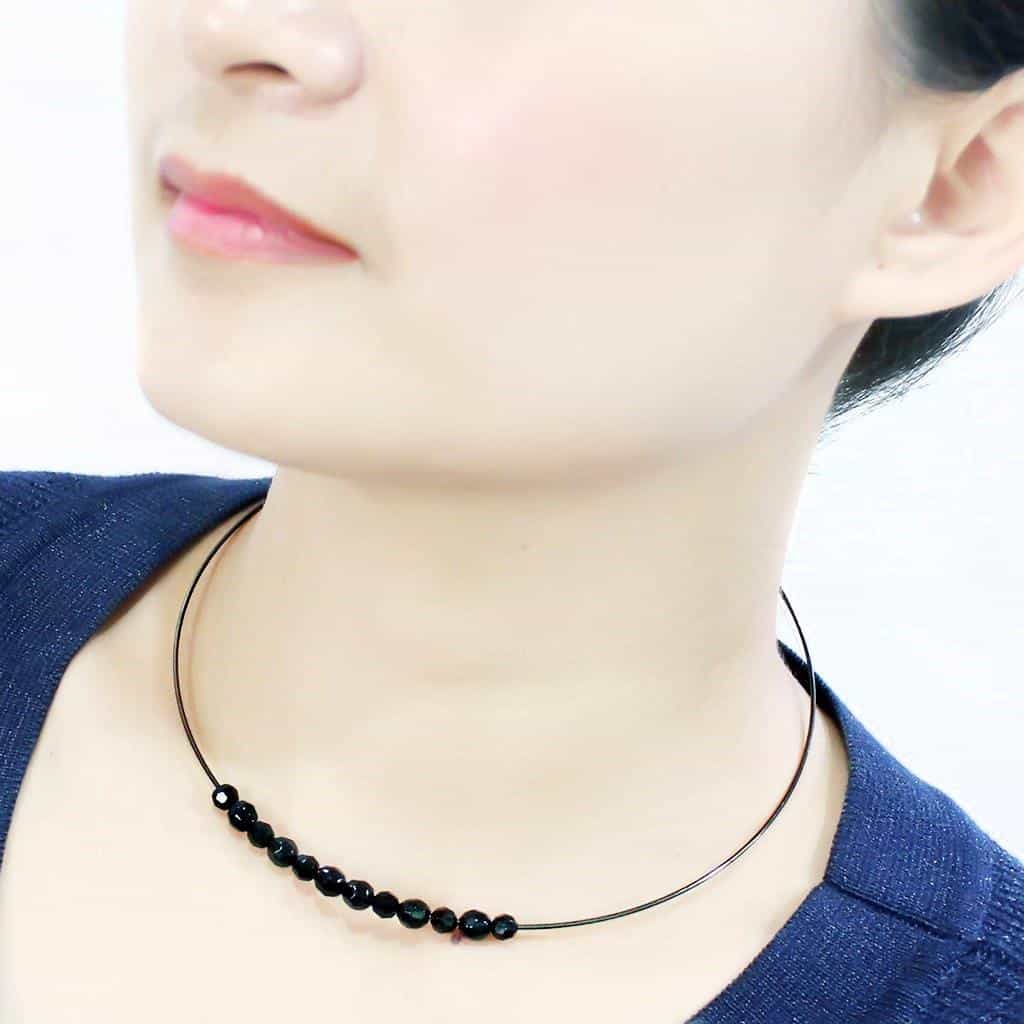 Brass Silver Black Bead Wire Collar Necklace view 4