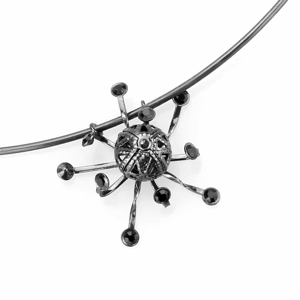 Brass Gunmetal Black Crystal Starburst Pendant Set Pendant view 2