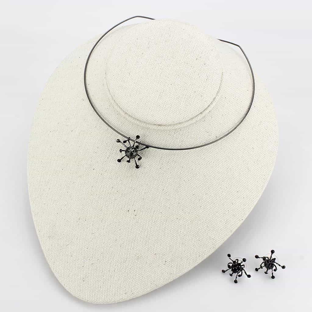 Brass Gunmetal Black Crystal Starburst Pendant Set Pendant view 4