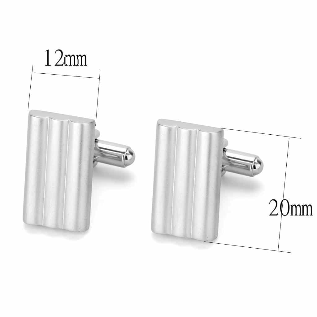 Brass Silver Brushed Satin Rectangle Cufflinks Bracelet view 2