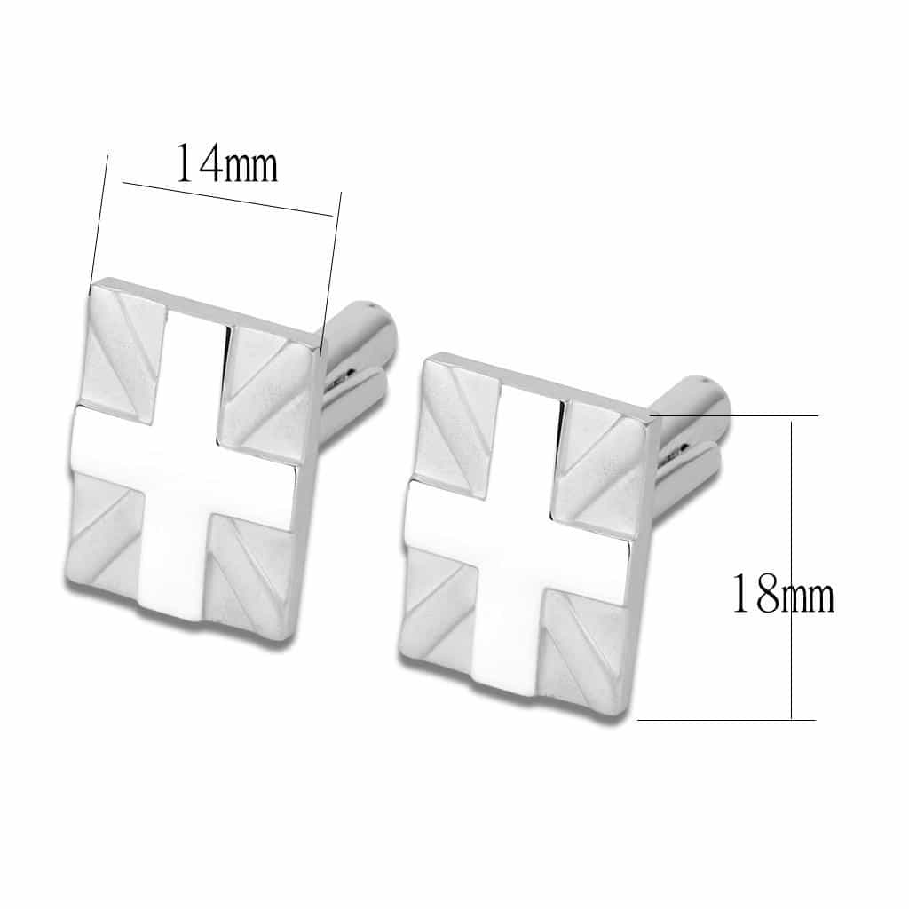 Brass Silver Cross Pattern Cufflinks Bracelet view 2
