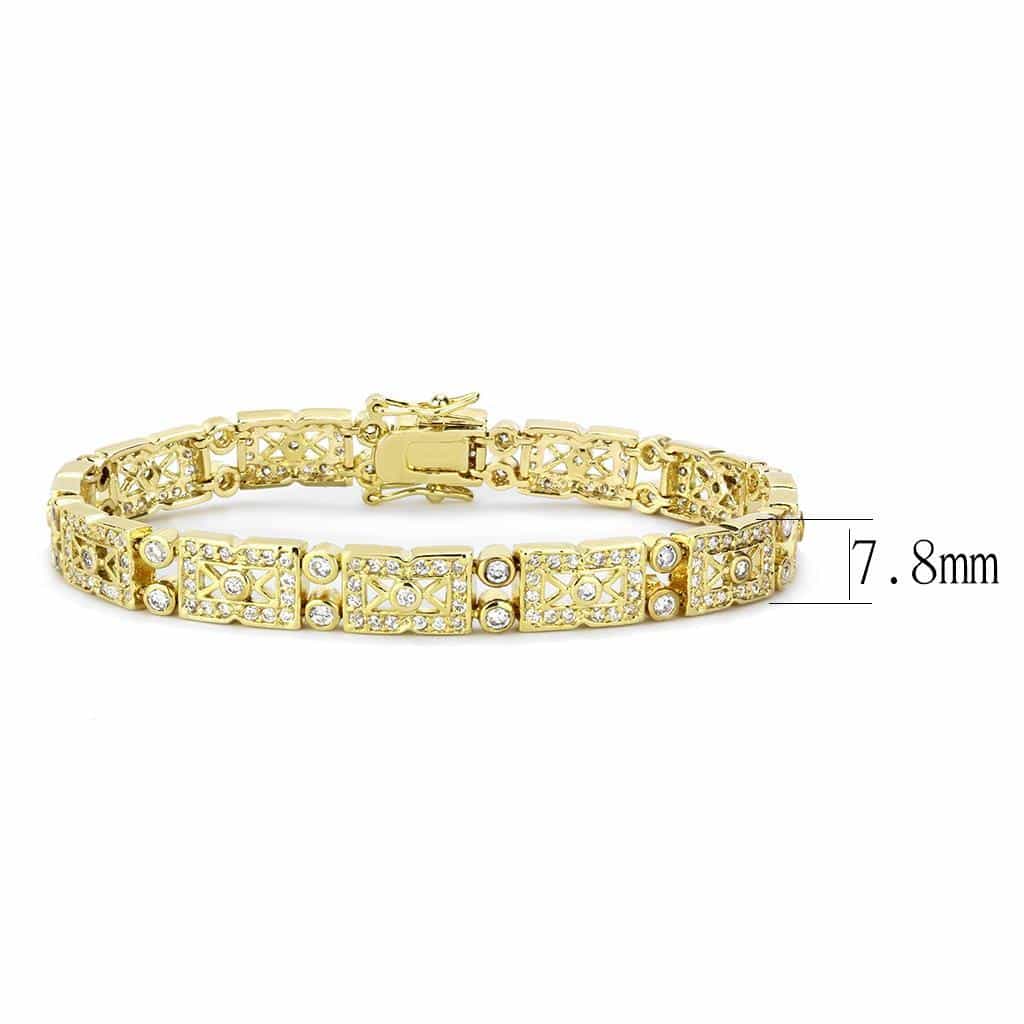 Brass Gold CZ Filigree Link Bracelet | The Stainless Jewelry view 2