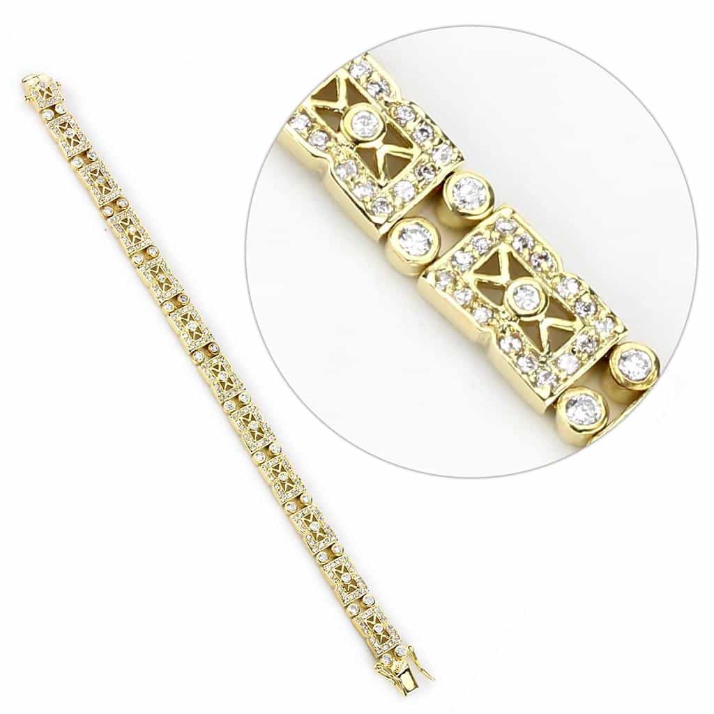 Brass Gold CZ Filigree Link Bracelet | The Stainless Jewelry view 3