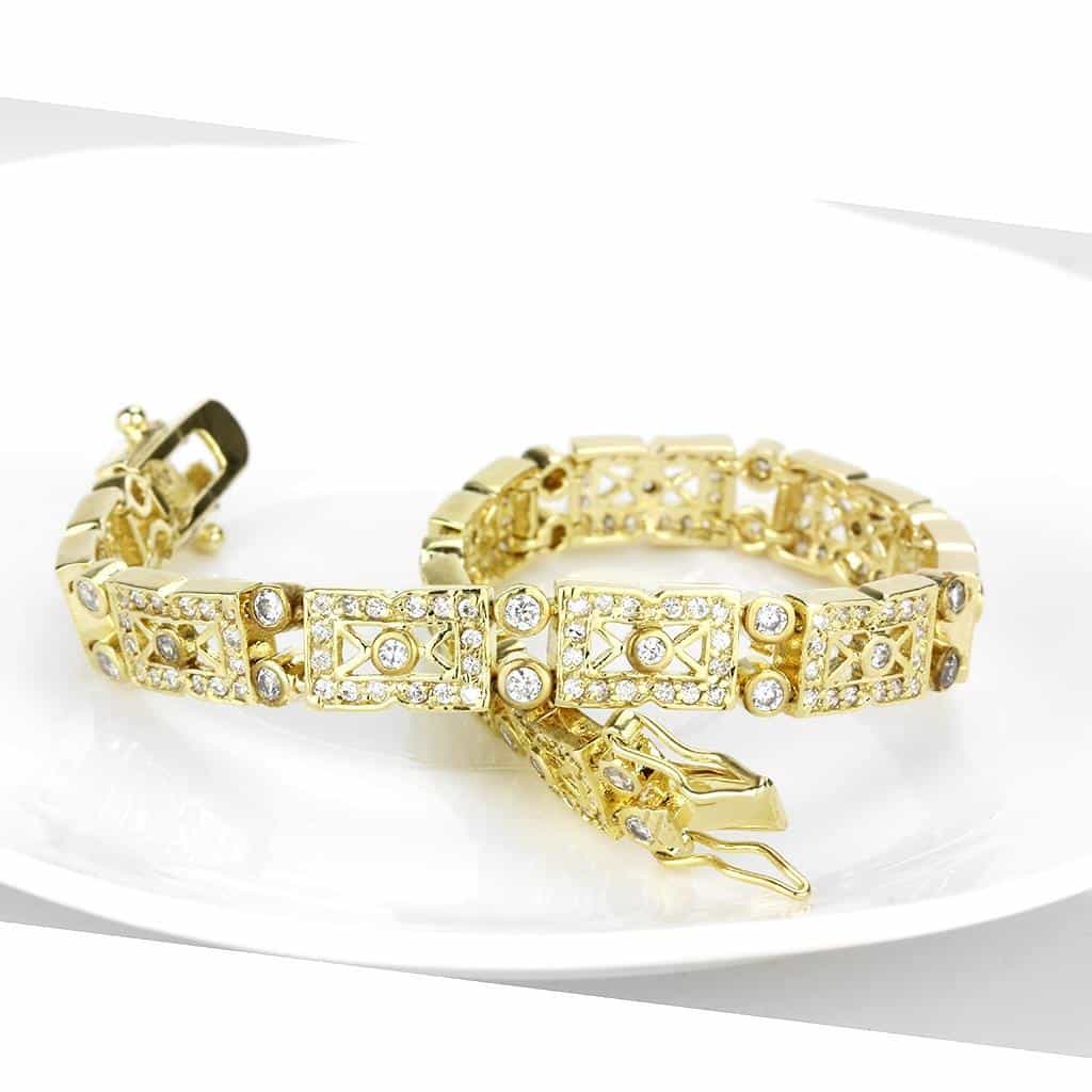 Brass Gold CZ Filigree Link Bracelet | The Stainless Jewelry view 4