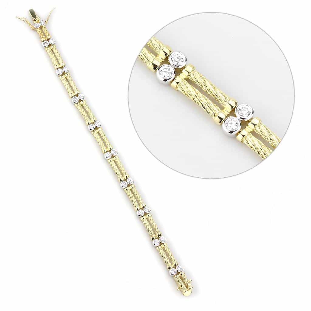 Brass Gold CZ Bamboo Bar Link Bracelet | The Stainless Jewelry view 3