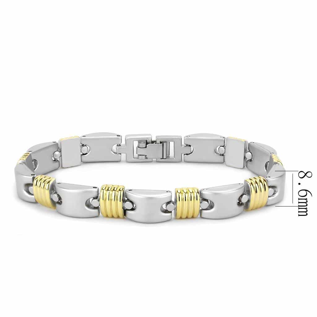 Brass Two Tone Silver Gold Wire Wrap Link Bracelet view 2