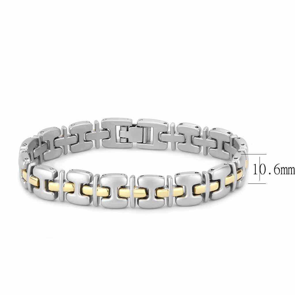 Brass Two Tone Silver Gold Box Link Bracelet view 2