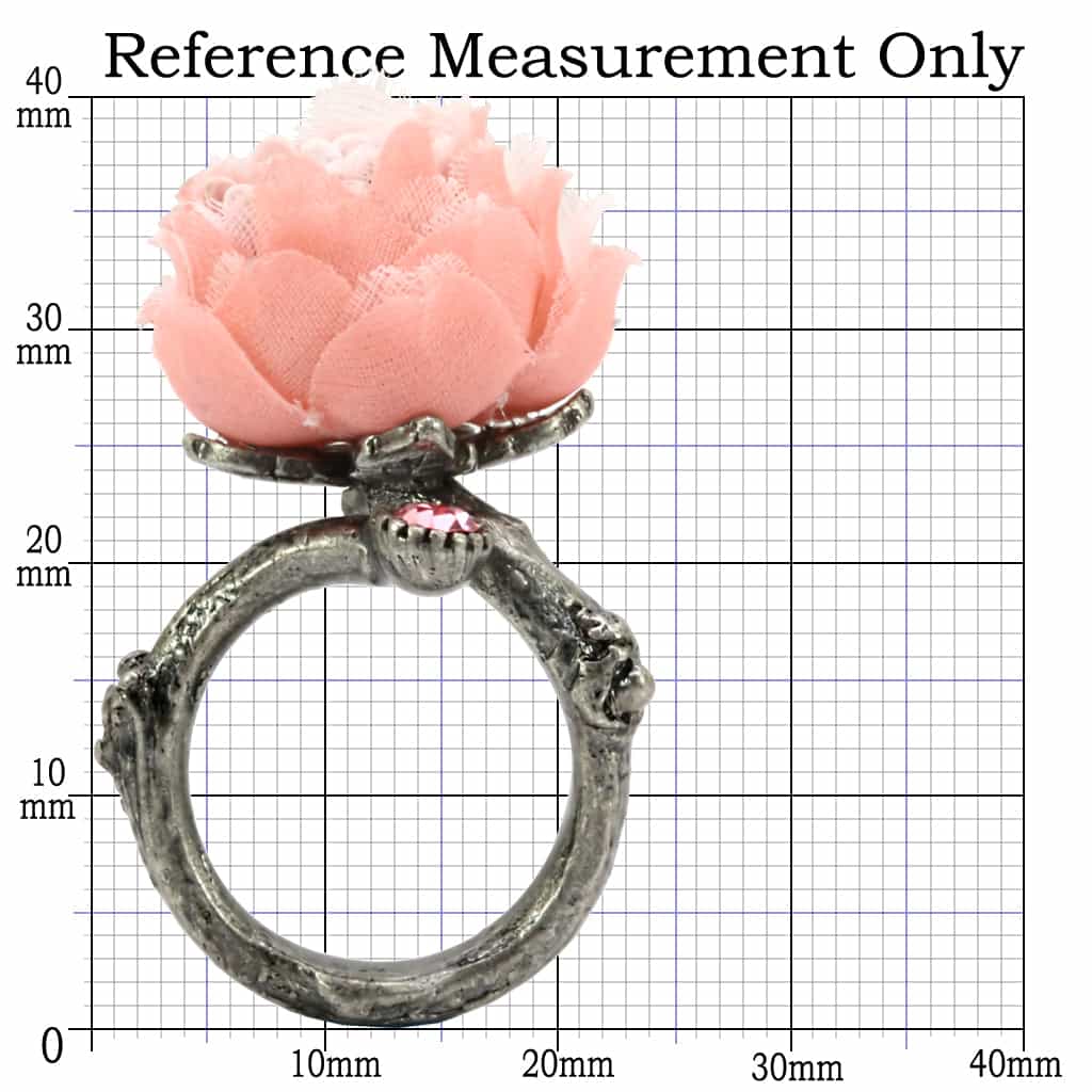 Brass Antique Gold Pink Fabric Peony Flower Cocktail Ring view 2