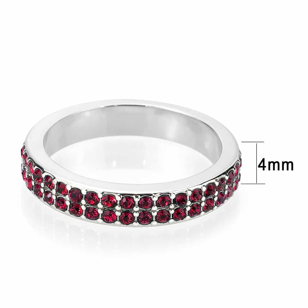 Brass Silver Red Garnet Crystal Pave Band Ring view 7