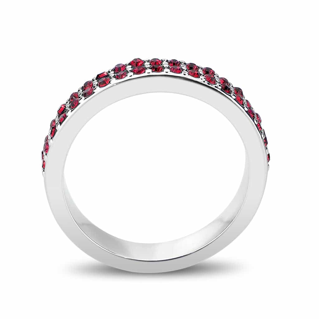 Brass Silver Red Garnet Crystal Pave Band Ring view 9