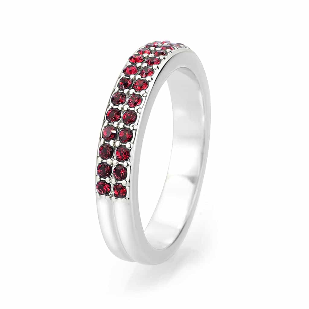 Brass Silver Red Garnet Crystal Pave Band Ring view 10