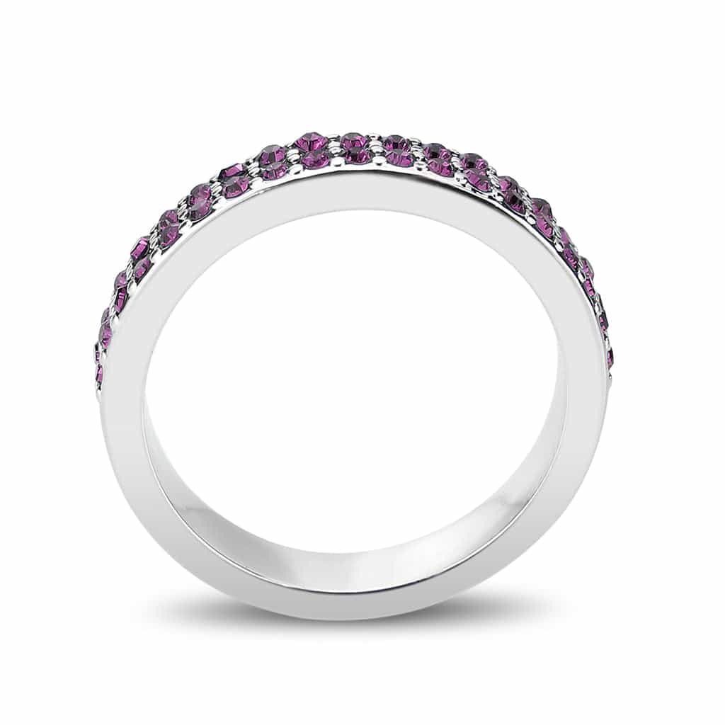 Brass Silver Amethyst Crystal Pave Band Ring view 7