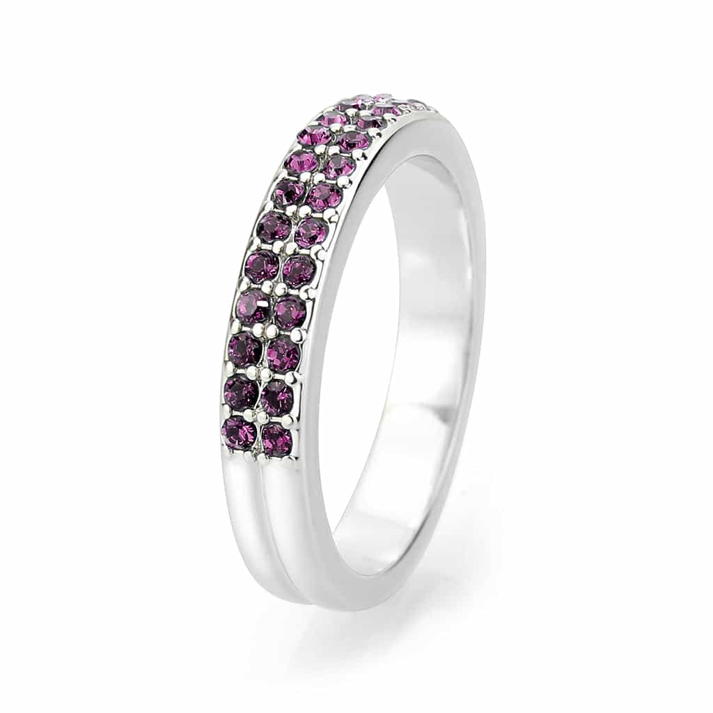 Brass Silver Amethyst Crystal Pave Band Ring view 8