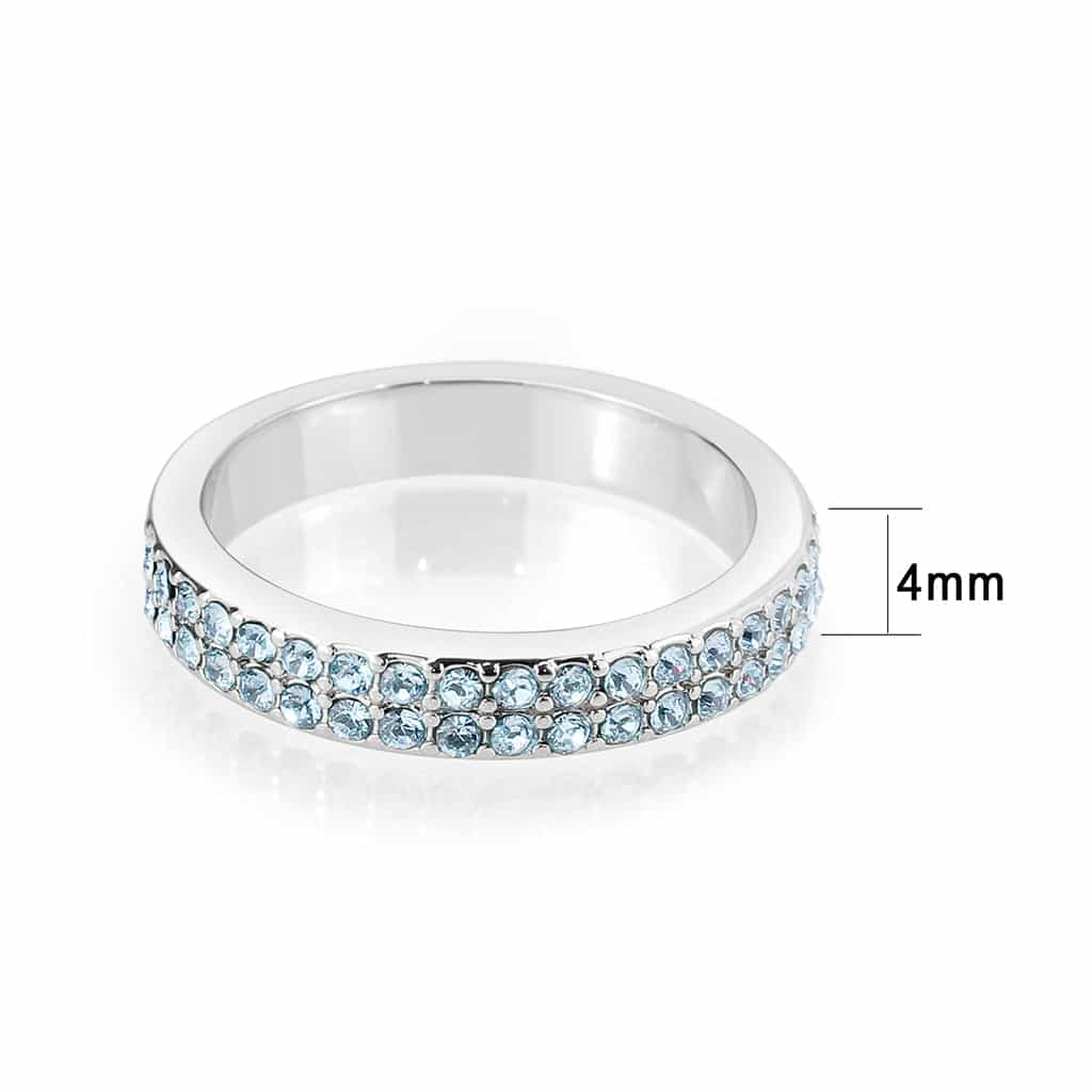 Brass Silver Aquamarine Crystal Pave Band Ring view 7