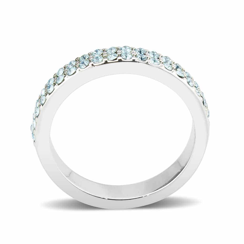 Brass Silver Aquamarine Crystal Pave Band Ring view 9