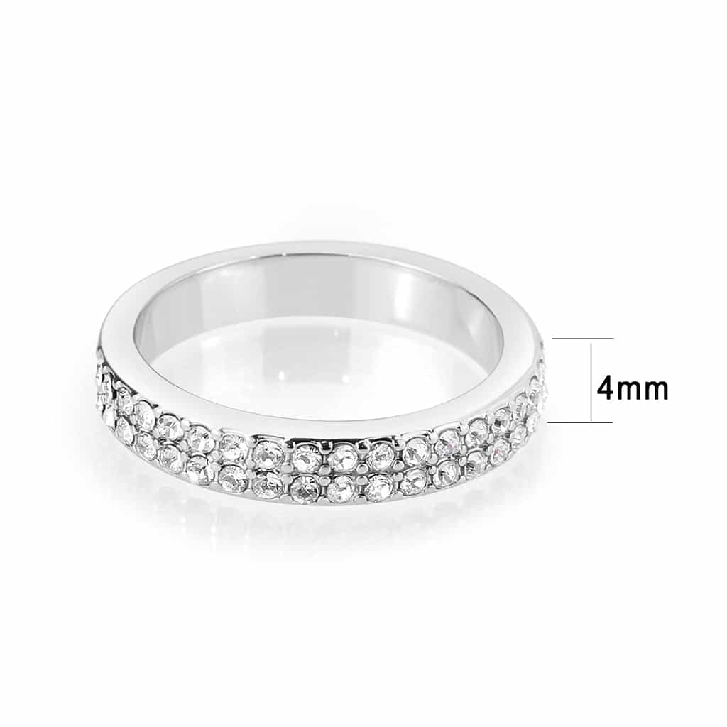 Brass Silver Clear Crystal Pave Band Ring | The Stainless Jewelry view 7
