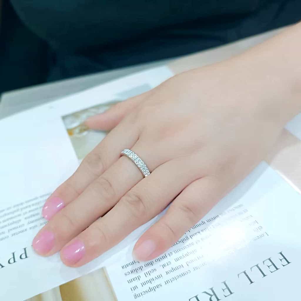 Brass Silver Clear Crystal Pave Band Ring | The Stainless Jewelry view 8
