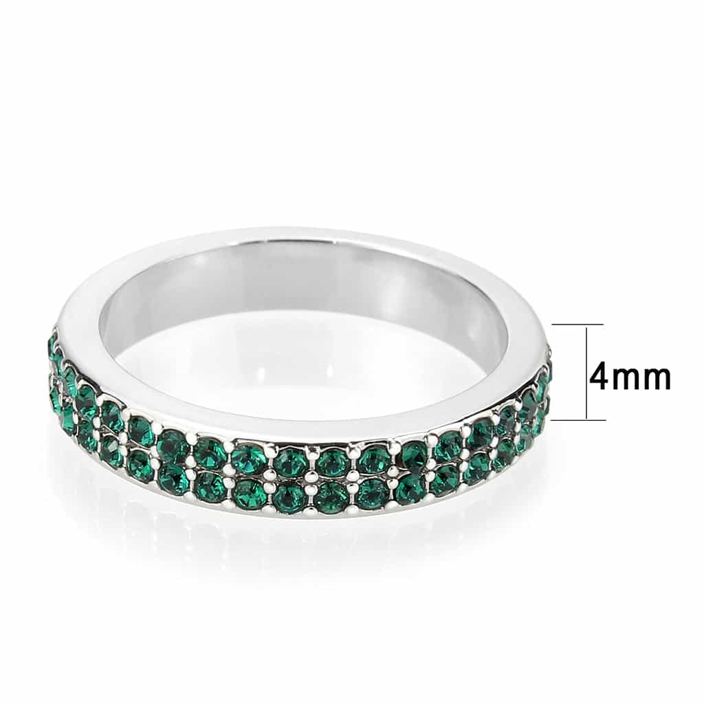 Brass Silver Emerald Green Crystal Pave Band Ring view 7