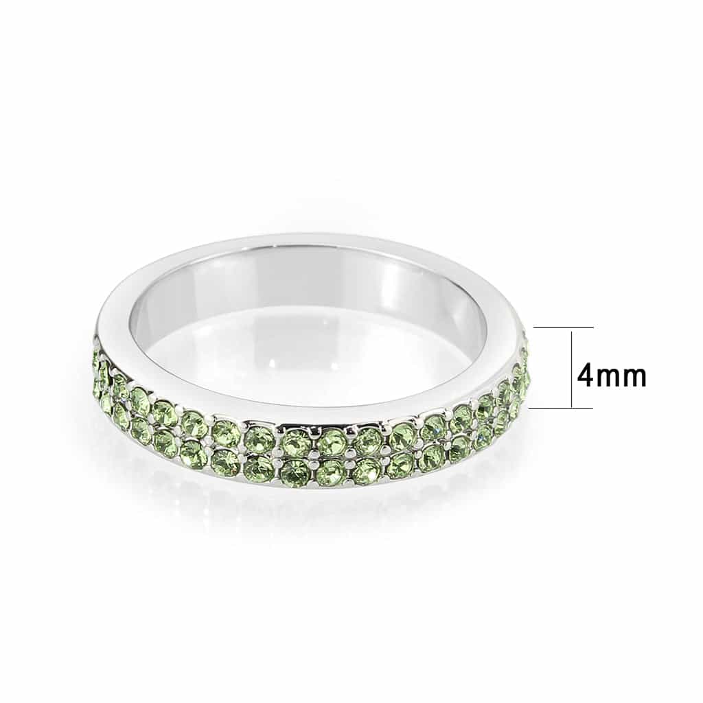 Brass Silver Peridot Green Crystal Pave Band Ring view 7