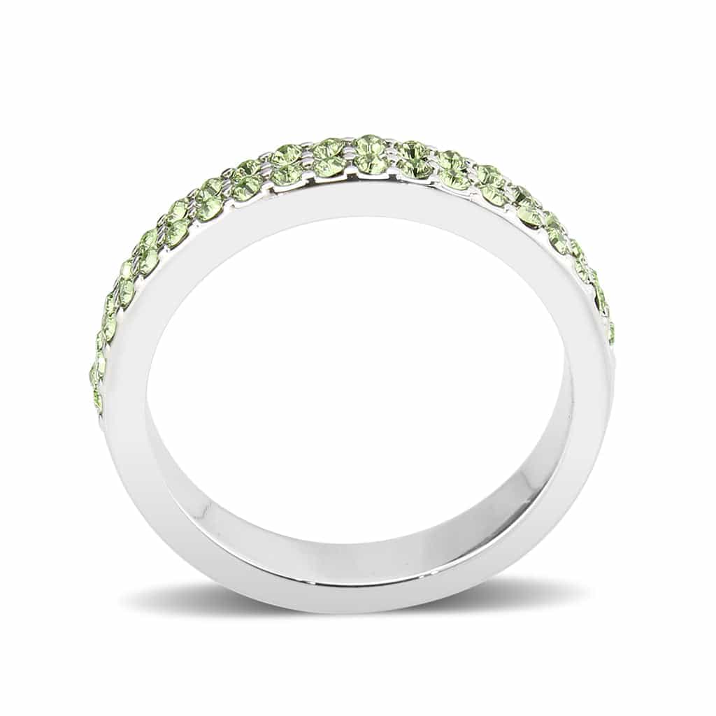 Brass Silver Peridot Green Crystal Pave Band Ring view 9