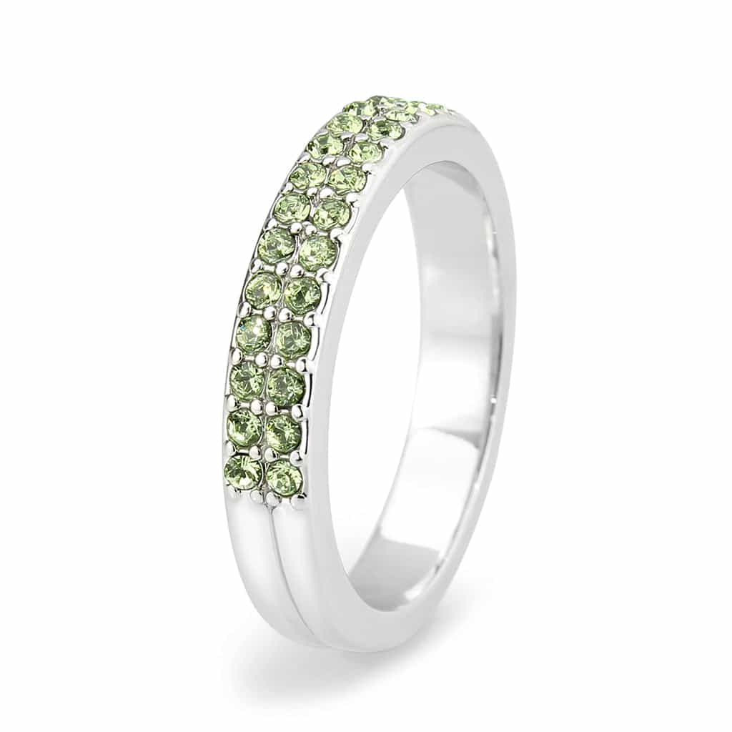 Brass Silver Peridot Green Crystal Pave Band Ring view 10